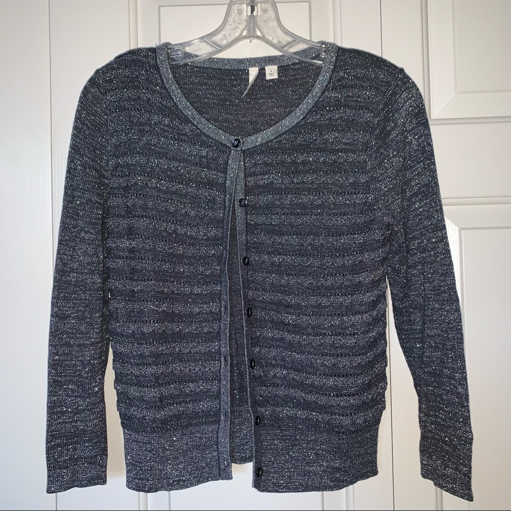 Frenchi gray/silver cardigan size large